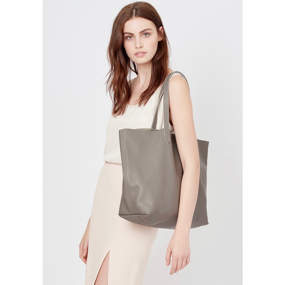 Grey Cuyana Leather Tote